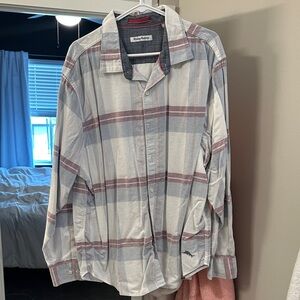 Tommy Bahama White and Blue Striped Casual Button Down Shirt